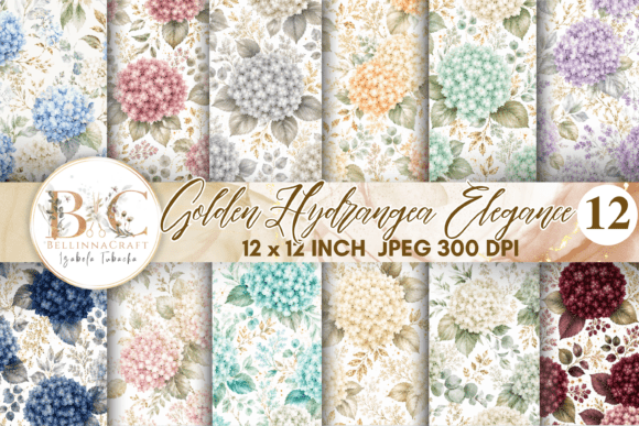 Download WatercolorHydrangea Digital Paper Bundle - Digital Collection