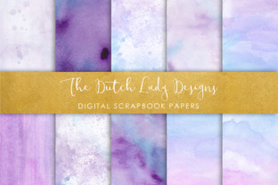 Download Digital Scrapbook Paper - Watercolor Ombres in Blue & Purple - Waterpaint Textures - Digital Collection
