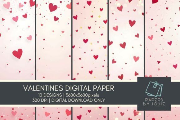 Download Confetti Hearts Valentines Digital Paper - Confetti hearts Collection