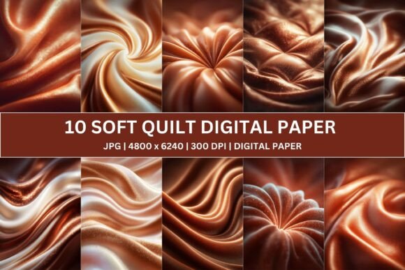 Download 10 Copper Satin Soft Quilt Digital Paper - Digital Collection
