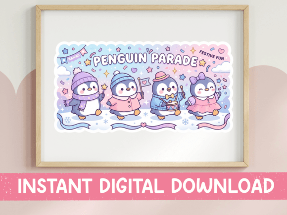 Download Penguin Parade Festive Sticker Sheet SVG - Premium Resources