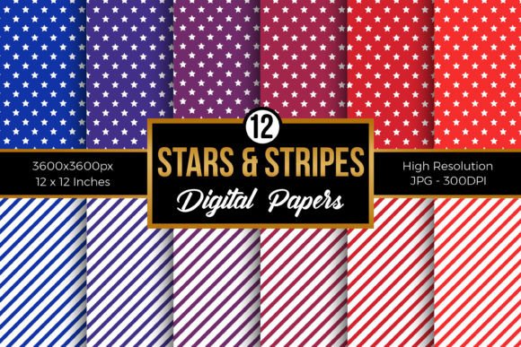 Download Red Blue Stars &amp; Stripes Digital Papers - Digital Collection
