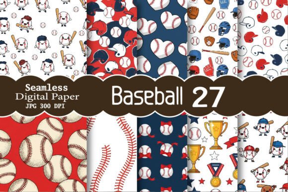Download Seamless Baseball Digital Paper Bundle - Digital Collection