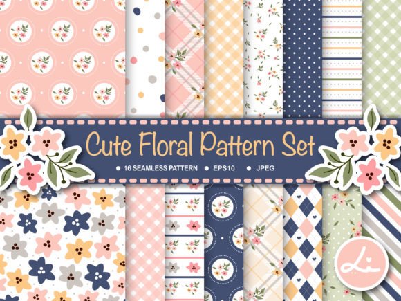 Download Cute Floral Digital Papers Set - Digital Collection